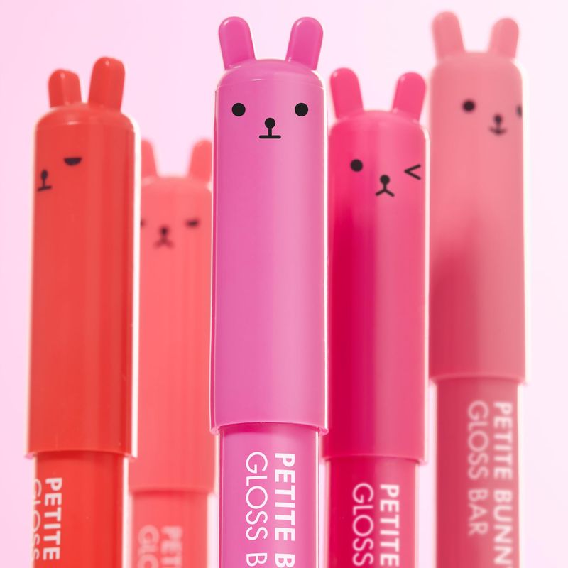 TONYMOLY Petit Bunny Lip Gloss for Women, Easter Basket Stuffer, Long Lasting Lip Crayon, Korean Lip Gloss, Vitamin E Enriched, Soften &amp; Moisturize Lips, 3 pk