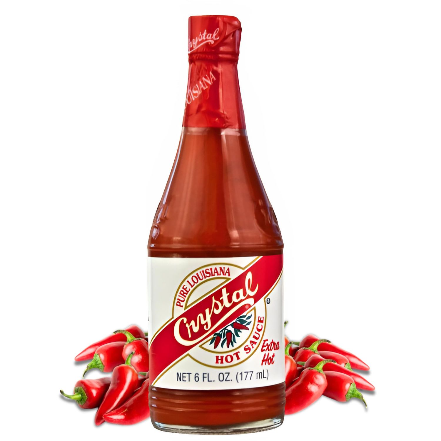 Crystal Louisiana&#39;s Pure Hot Sauce, Extra Hot, 6 Ounce Bottle