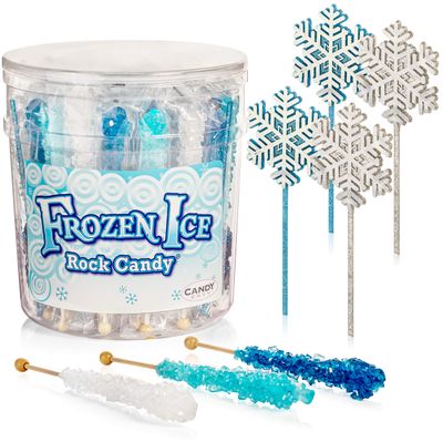 Candy Envy - Frozen Ice Rock Candy Sugar Sticks - 36 Individually Wrapped &amp; 4 Wands