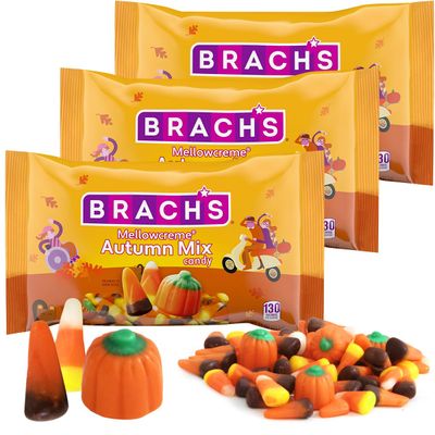 Mellowcreme Autumn Mix Candy, 3 Bags of Halloween Candy Bulk 11oz Each, Ideal Mellowcreme Candy as a Sweet Treat for Family and Friends, Perfect Candy Corn Variety Pack for Autumn Celebrations