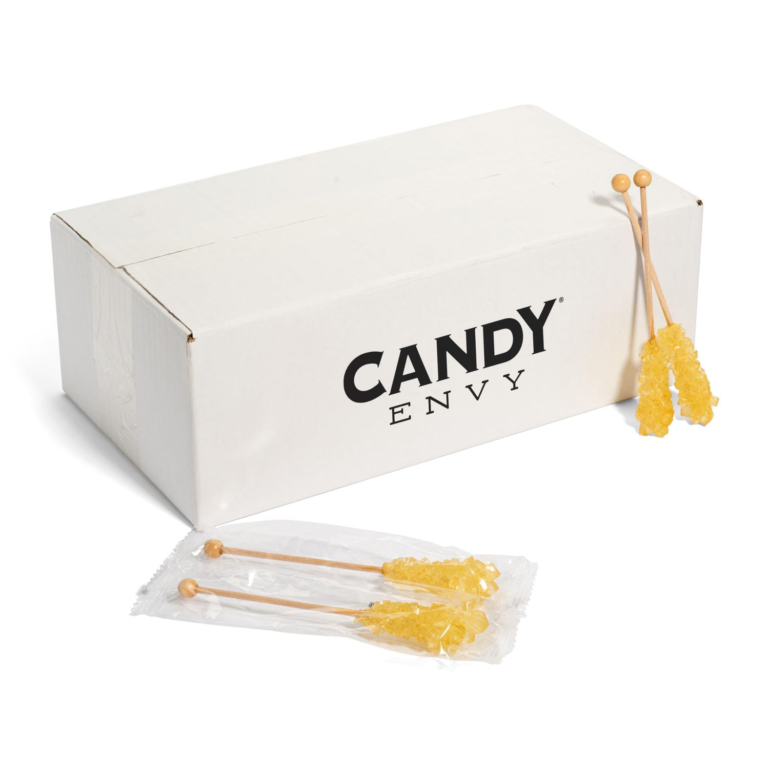 Candy Envy - 100 ct Gold Cafe Sugar Sticks Rock Candy - Individually Wrapped - Original Sugar Flavored