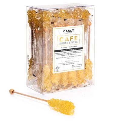 Candy Envy - 36 ct Gold Cafe Sugar Sticks Rock Candy - Individually Wrapped - Original Sugar Flavored