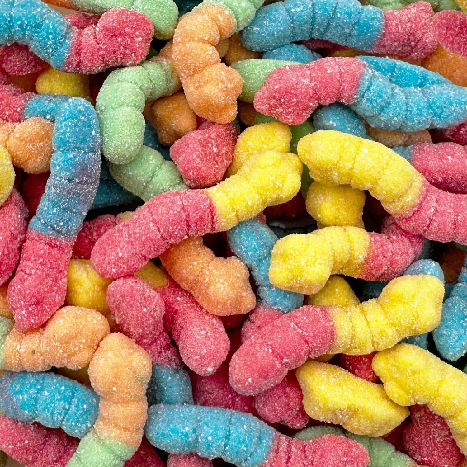 Neon Sour Gummy Worms Candy 2-Pound Bag Assorted Fruit Flavors Chewy Treat