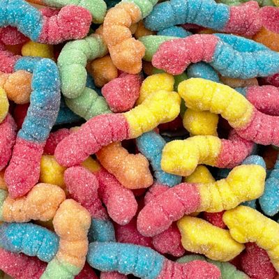 Neon Sour Gummy Worms Candy 2-Pound Bag Assorted Fruit Flavors Chewy Treat