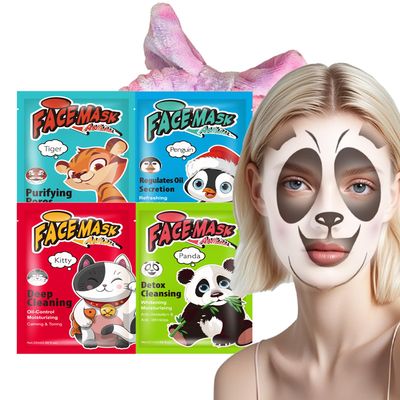 Evolvique 4PCS Face Masks Skincare for Kids Teenage Girls - Facial Masks for Women Skin Care for Teen Girls - Hydrating Face Masks to Moisturizing - Animal Character Sheet Fa ce Mas ks with Hair Tie
