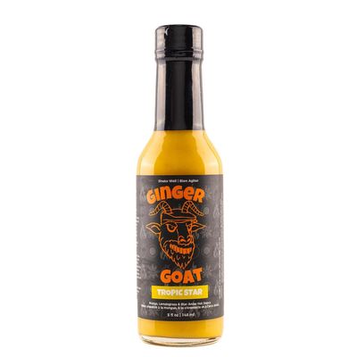 Tropic Star by Ginger Goat, Spicy Medium Heat Hot Sauce With Flavors of Super-Hot Peach Mash, Garlic &amp; Mangoes, Made With All Natural Ingredients, 5 fl oz Bottle (1-Pack)