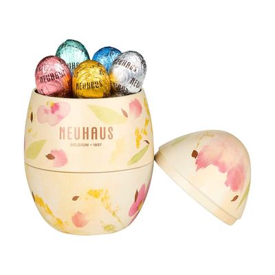 Neuhaus Belgian Chocolate Tin Box - 18 Chocolate Eggs Assorted Milk, White &amp; Dark Chocolate Gift - Metal Easter Egg - Gourmet Easter Chocolate Gift