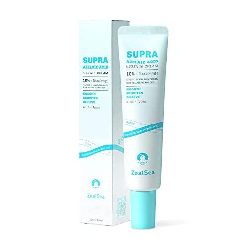 ZealSea 10% Azelaic Acid Facial Cream - Azelaic Acid Serum with AHA for Face, Relief Pimple, Breakouts, Blackhead &amp; Redness, Azelaic Acid Gel Clarify Skin Soothe Irritation, 0.34 Oz Travel Size
