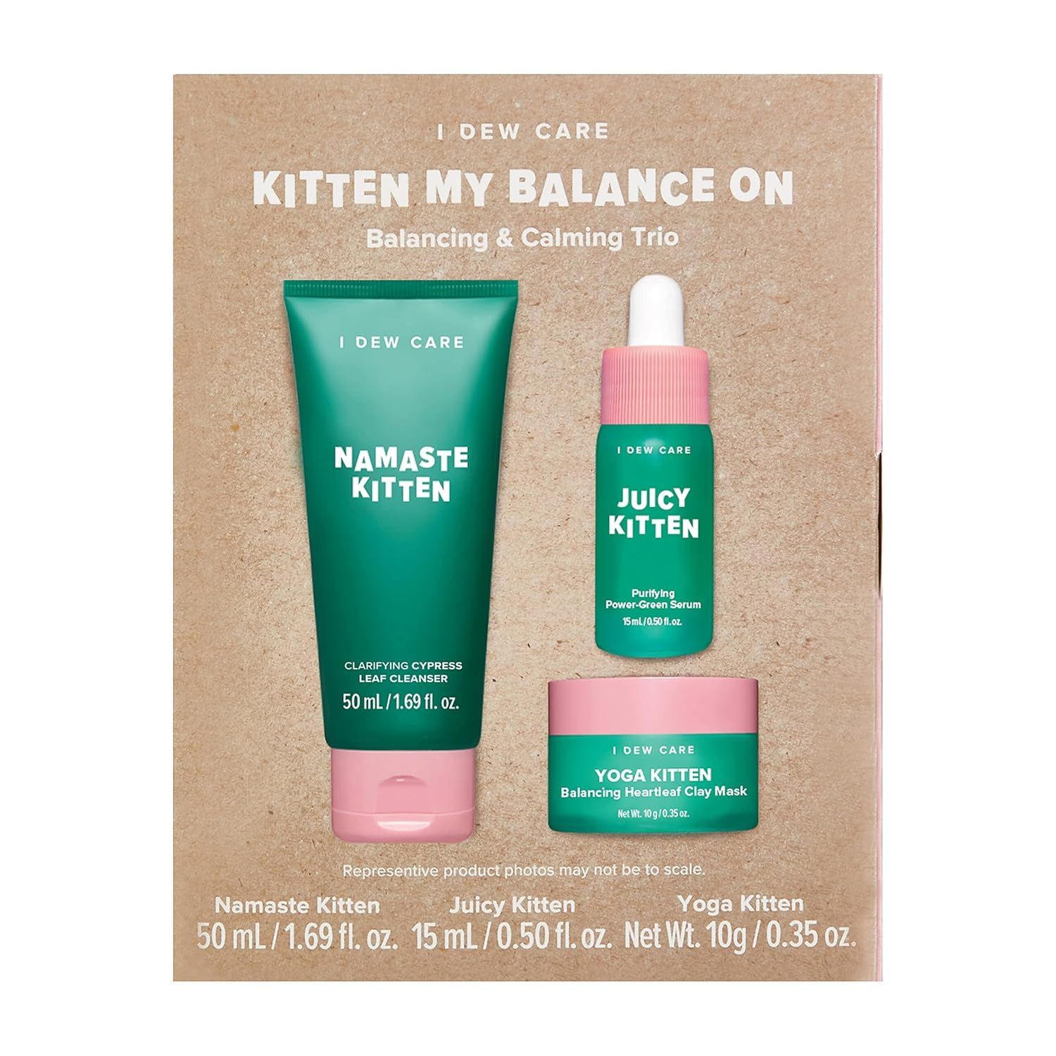 I DEW CARE Blemish Heartleaf Skincare Set - Kitten My Balance On Foam Cleanser &amp; Wash-off Mask &amp; Serum, Clear and Soothe Irritation, Abosorb Excess Oil, Gentle Face Wash, Mother&#39;s Day
