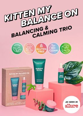 I DEW CARE Blemish Heartleaf Skincare Set - Kitten My Balance On Foam Cleanser &amp; Wash-off Mask &amp; Serum, Clear and Soothe Irritation, Abosorb Excess Oil, Gentle Face Wash, Mother's Day