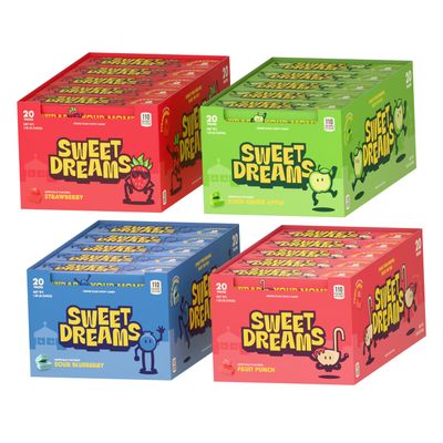 Sweet Dreams Center Filled Candy Chews - Soft Candies with Real Fruity Flavors - Great for All Occasions and Holidays - Halloween, Easter, Hanukkah, Christmas, Valentines Day and more- Variety, 4 Pack