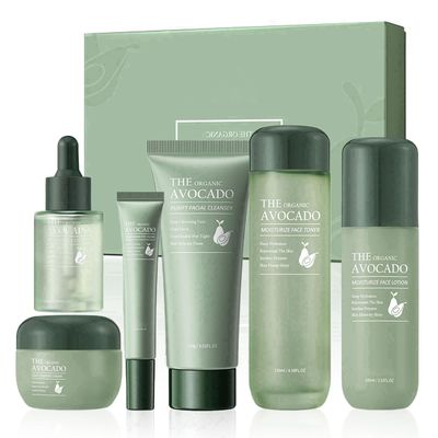 Avocado Skin Care Set, Face Skin Care Set For Women, Skin Care Kit for Women Teens - Cleanser, Toner, Face &amp; Eye Cream, Serum, Facial Lotion, 6PCS Skincare Gift Set Anti-Aging Smooth Hydrating Skin
