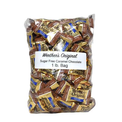 Bulk Werthers Original Hard Candy Bulk Candy Individually wrapped Werthers Caramel Candy 1 lb Individual Flavor Bag Ships in an Aromatik Resealable Pouch (Sugar Free Caramel Chocolate)
