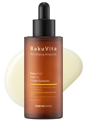THANKYOU FARMER BakuVita Revitalizing Ampoule - Bakuchiol Retinol Alternative, Vitamin C E Korean Serum, Pore Care, Firming, Vegan 1.75 fl oz (50ml)