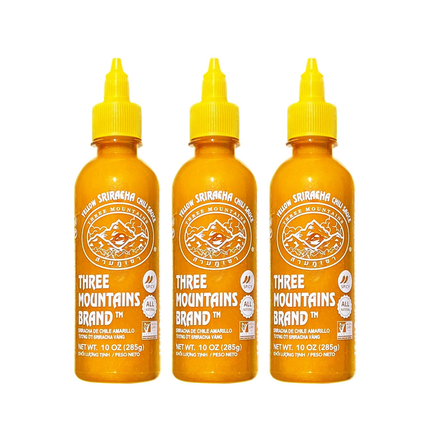 Three Mountains Brand, Yellow Sriracha Chili Sauce, 10 Oz., Pack of 3, NON-GMO Verified, All Natural, 10 Ounce (Pack of 3), 3.0 Count
