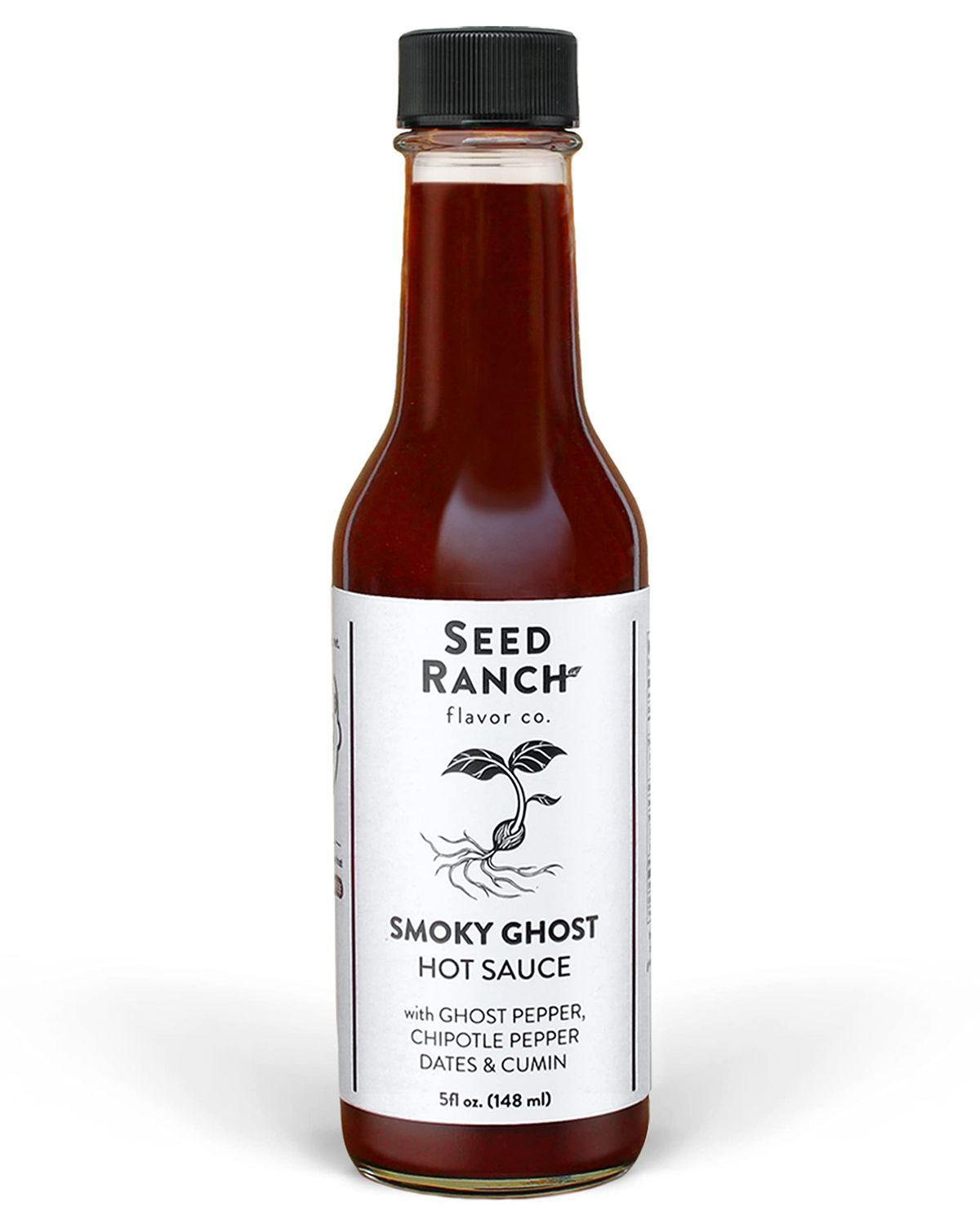 Seed Ranch Smoky Ghost Hot Sauce, 5 Oz. - Hot Spice - Ghost Pepper, Organic Gourmet Hot Sauce with Chipotle &amp; Sweet &amp; Spicy Dates - Vegan, Non-GMO, Gluten-Free - Protein, Vegetables, Rice Bowls &amp; More