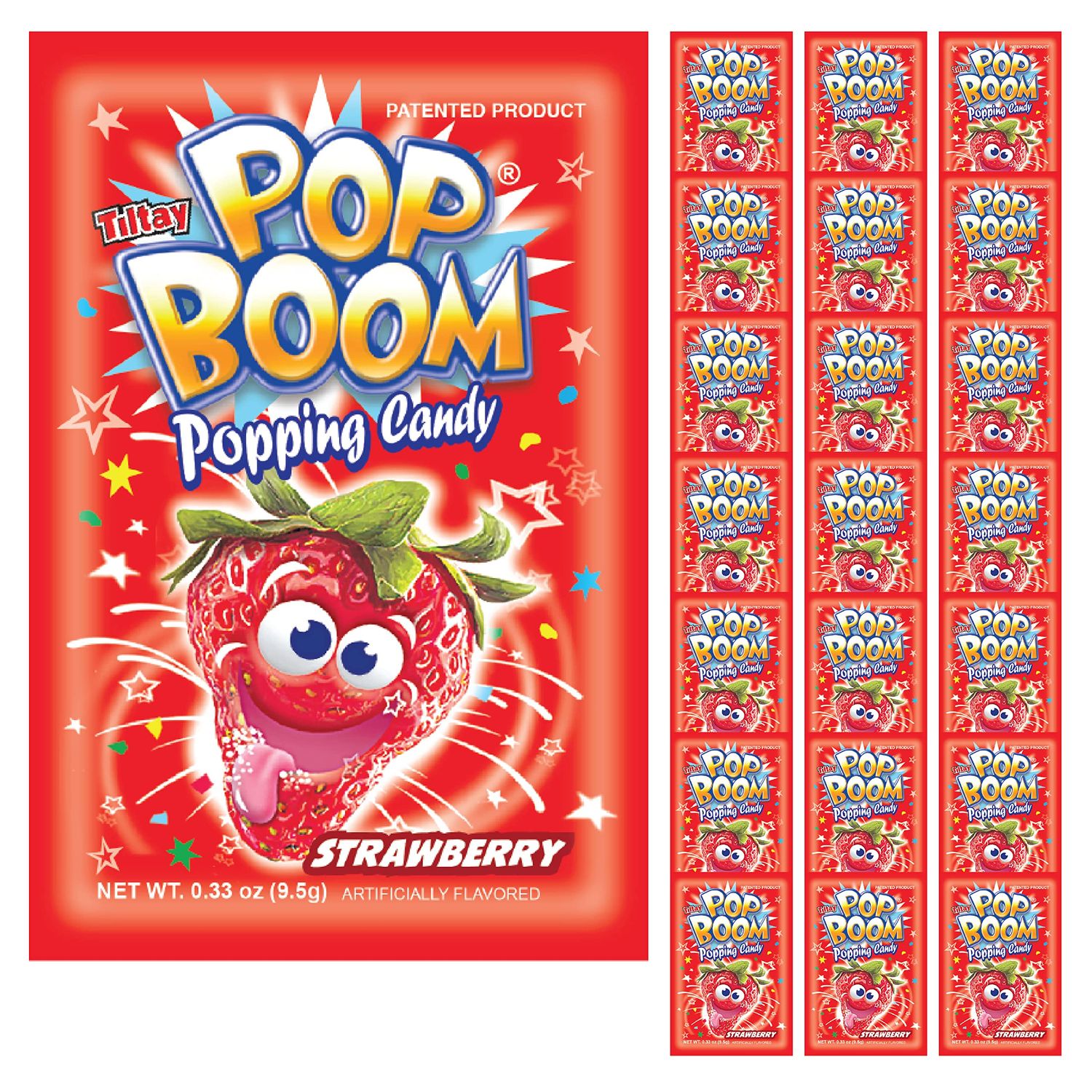 Tiltay Pop Boom - Strawberry Flavor Popping Candy 24 packs