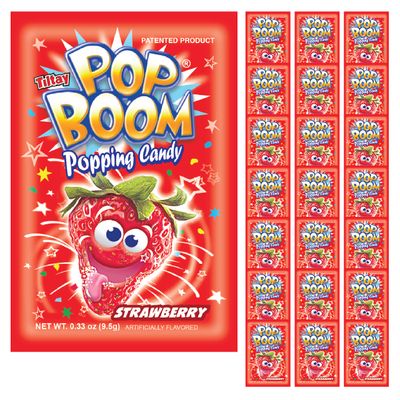 Tiltay Pop Boom - Strawberry Flavor Popping Candy 24 packs