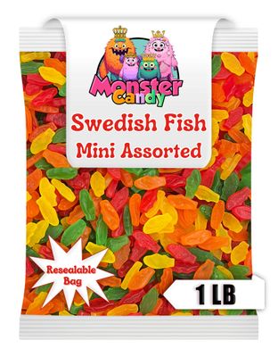 Sweedish Fish Candy Bulk Assorted Flavors - 1 lb resealable bag - Sweedish Fish Bulk Chewy Candy - Gummies Candy Bulk - Movie Theater Candy - Bulk Gummy Candy Party Favors - Summer Candy