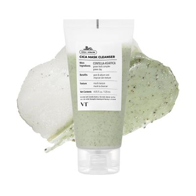 VT COSMETICS CICA Mask Cleanser, Hydrating Face Wash with Centella Asiatica, Retinol &amp; Green Clay, Exfoliation for Blackheads, Pores &amp; Smooth Skin, Korean Skincare (4.05 fl. oz)