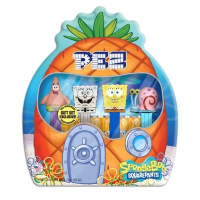PEZ Spongebob Gift Set, Four Dispensers and Six Candy Refills in Collectible Tin