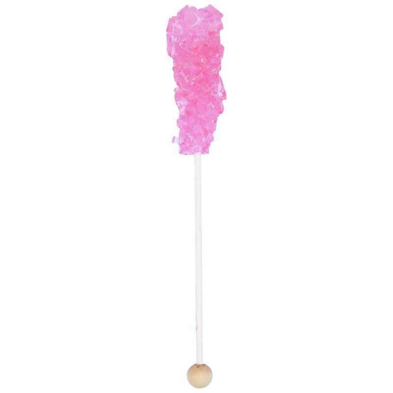Pink Rock Candy on a Stick (24 Pack) - Bulk INDIVIDUALLY WRAPPED Cherry Pure Sugar Crystal Rock Sticks - Perfect for Party Favors, Weddings, Receptions, Buffets, Coffee, Bridal and Baby Showers!