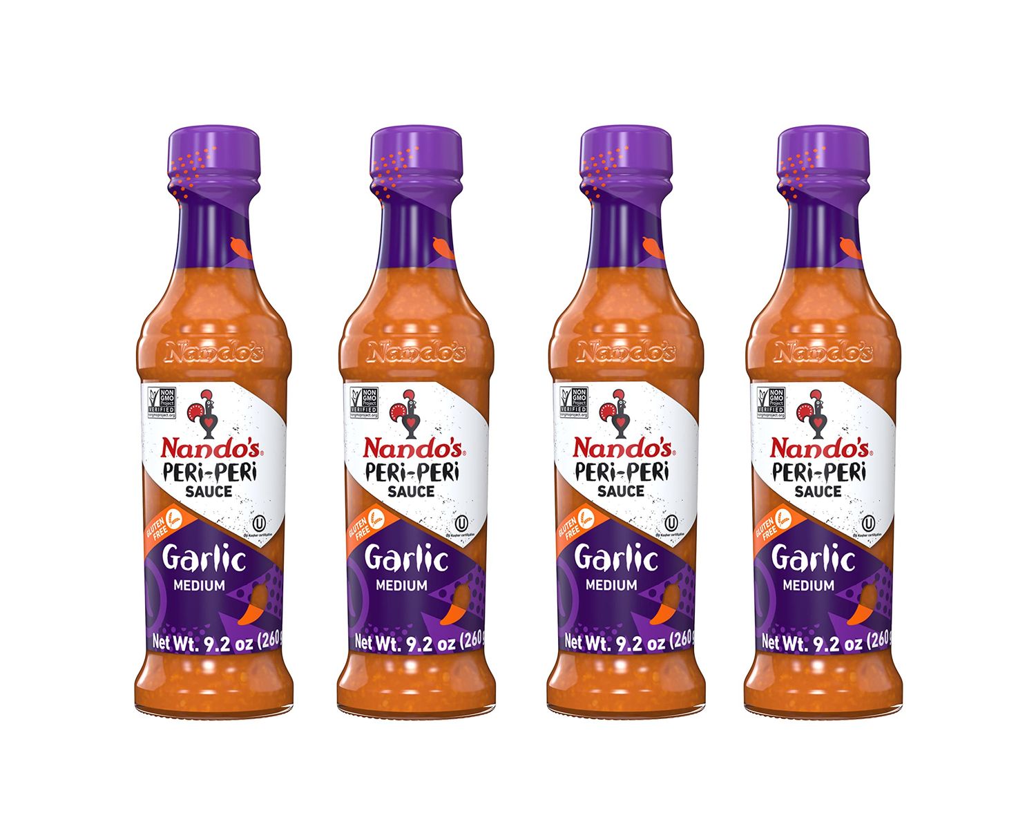 Nando&#39;s PERi PERi Garlic Sauce - Medium Heat Tangy Flavor Gluten Free Hot Sauce, 9.1 oz Bottles (4 Pack)