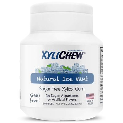 Xylichew 100% Xylitol Chewing Gum - Non GMO, Non Aspartame, Gluten Free, and Sugar Free Gum - Natural Oral Care, Relieves Bad Breath and Dry Mouth - Ice Mint, 240 Count