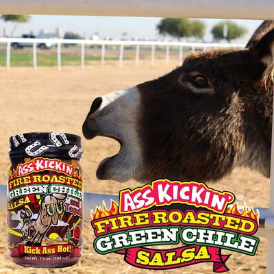 KICKIN' Fire Roasted Green Chile and Tequila Salsa - 13 oz. - Premium Gourmet Salsa for Tortilla Chips, Veggies, and Breakfast Burritos - Perfect Stocking Stuffers or Christmas Gifts - Try if you