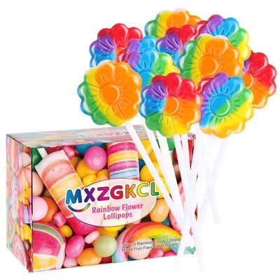 36 Pack Rainbow Flower Lollipop Small, Rainbow Swirl Lollipops Individually Wrapped Bulk, Kid&#39;s Lollipops Candy for Birthday, Net 8g Mixed Fruit Flavor