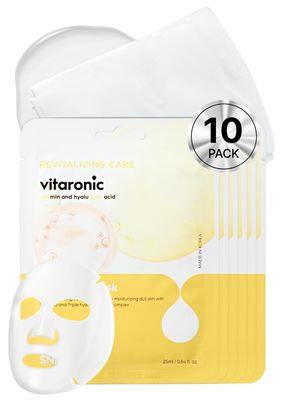 K Beauty Snp Vitaronic Ampoule Sheet Mask Nourishing, Moisturizing, and Refreshing for All Skin Types with Vitamin B, C, D, and E Face Masks Skincare Korean Skin Care Facial Mask 10 Sheets