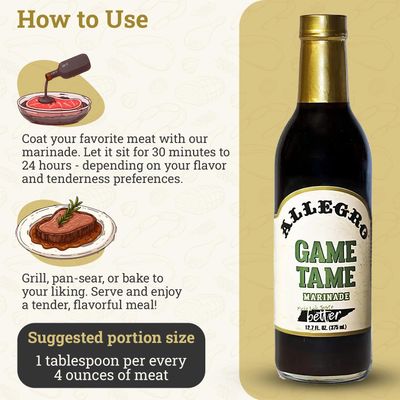 ALLEGRO - The Marinate Everything Marinades Perfect Marinades for Meat &amp; Veggies Marinade for Grilling, Roasting &amp; Cooking Kosher &amp; Gluten Free 12.7 Oz (Pack of 4) - Game Tame