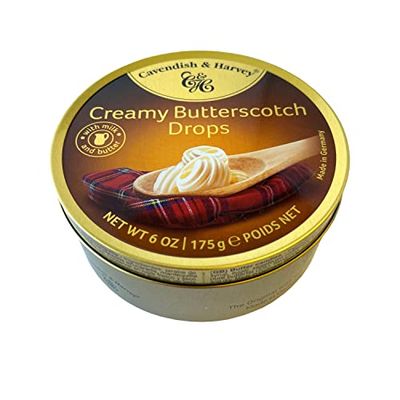 Cavendish &amp; Harvey Creamy Butterscotch Hard Candy Drops 6 Ounce Tin
