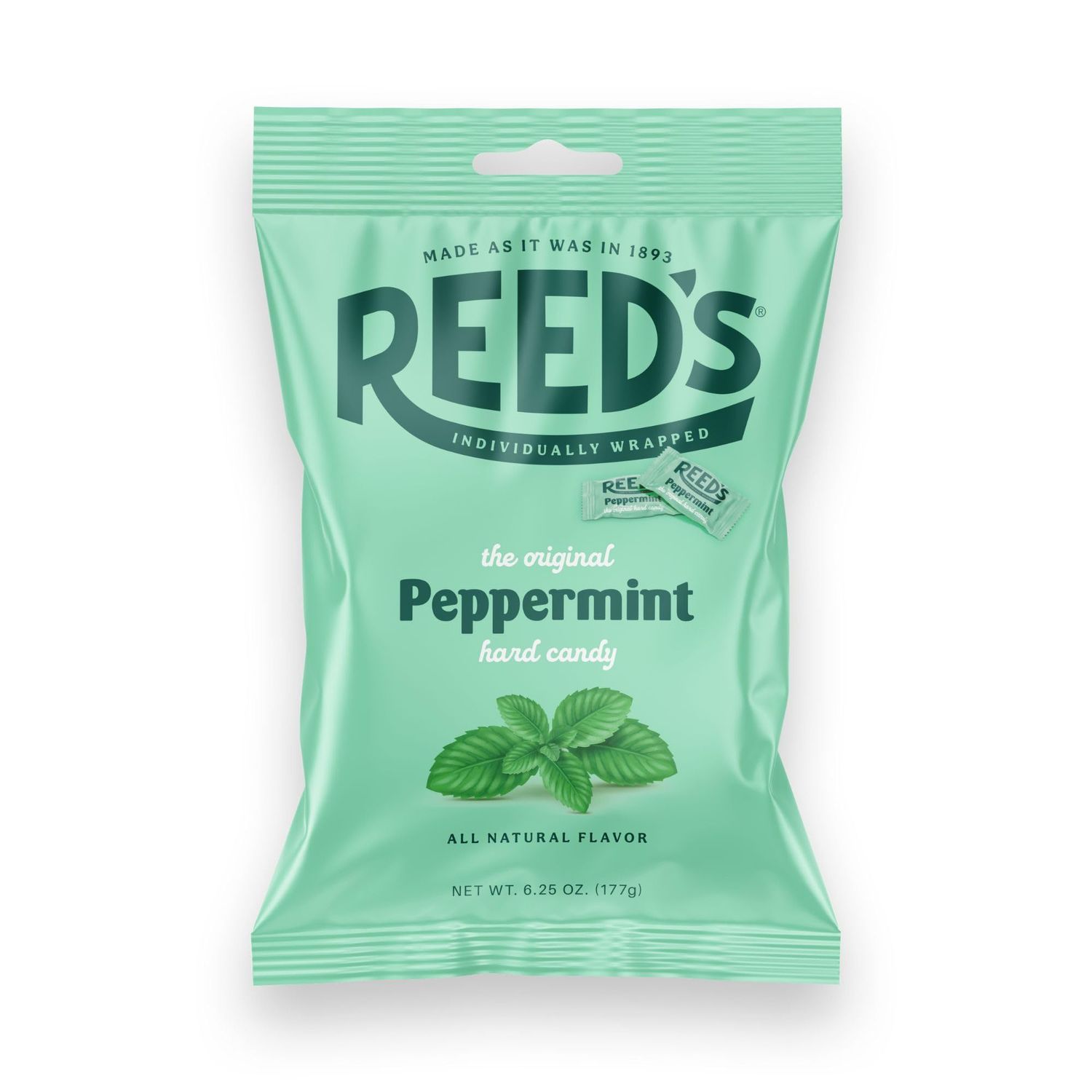 Reeds Individually Wrapped Peppermint Candy Traditional Peppermint Hard Candy Reeds Candy Hard Peppermint Minty Fresh and Surprisingly Sweet Brought To You By Iconic Candy 6.25oz Peg Bag (1)