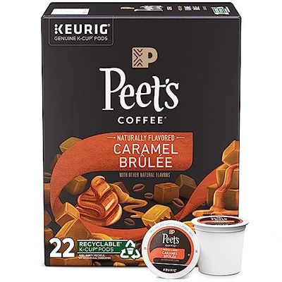Peet&#39;s Coffee, Flavored Light Roast Keurig K-Cup Pods - Caramel Brulee 22 Count (1 Box of 22 K-Cup Pods)