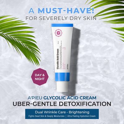A'PIEU Glycolic Acid Cream, 1.69 fl oz (50 ml) Korean Facial Exfoliating Peeling gel with Glycolic Acid