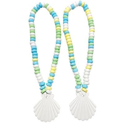Seashell Candy - 12 Individually Wrapped Candy Necklaces - Great for Mermaid - Ocean - Beach - Under the Sea - Luau Themed Party - Candy Favors for Kids Birthday Goodie Bags