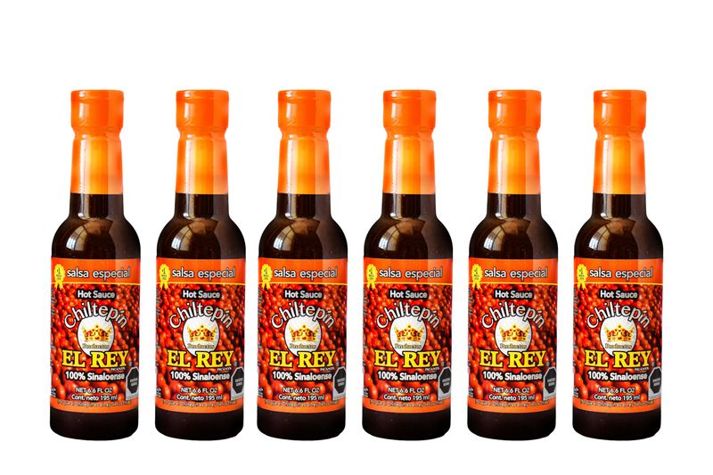 Salsa Especial Chiltepin El Rey Six Pack, Salsa Marisquera from Sinaloa, Seafood Mexican Hot Sauce