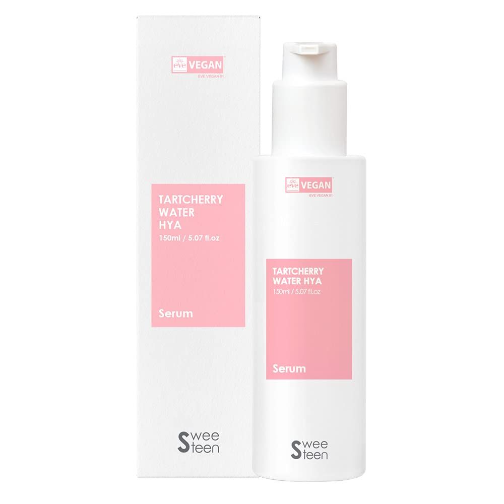 SWEETEEN Tart Cherry Water Hya Serum, Korean Skincare, Vegan Beauty, Eve Vegan Certified, Eco-Friendly, Vegan-Friendly, Vegan Facial All-in-One Serum, 5.07 Fl.Oz.