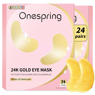 Under Eye Patches (24 Pairs), 24K Gold Under Eye Masks for Dark Circles, Puffy Eyes, Undereye Bags, Wrinkles - Rejuvenating &amp; Revitalizing Eye Skincare Treatment - Bridesmaid Gifts for Women