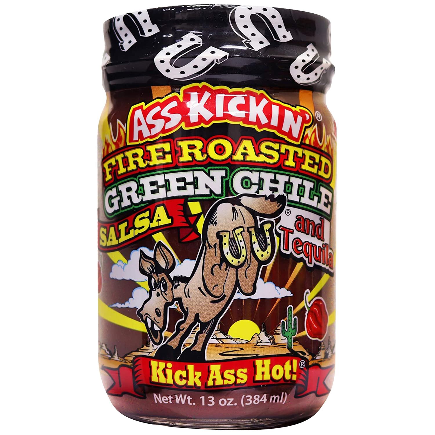 KICKIN&#39; Fire Roasted Green Chile and Tequila Salsa - 13 oz. - Premium Gourmet Salsa for Tortilla Chips, Veggies, and Breakfast Burritos - Perfect Stocking Stuffers or Christmas Gifts - Try if you
