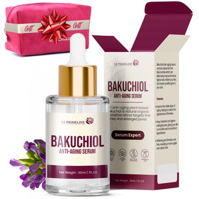 ES Primeline Bakuchiol Retinol Serum for Face for Smooth Skin Ultra Hydrating Serum Anti Aging for Fine Lines Vitamin C Wrinkles, Acne Mothers Day Gift