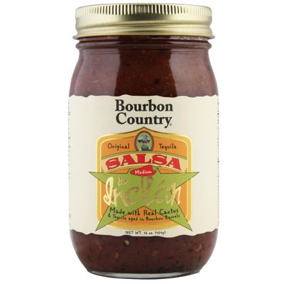 Bourbon Country Salsa De Inclan All Natural - No Preservatives Small Batch Cooked with Bourbon Barrel Aged Tequila &amp; Real Mexican Cactus Medium Heat 16 oz (1)