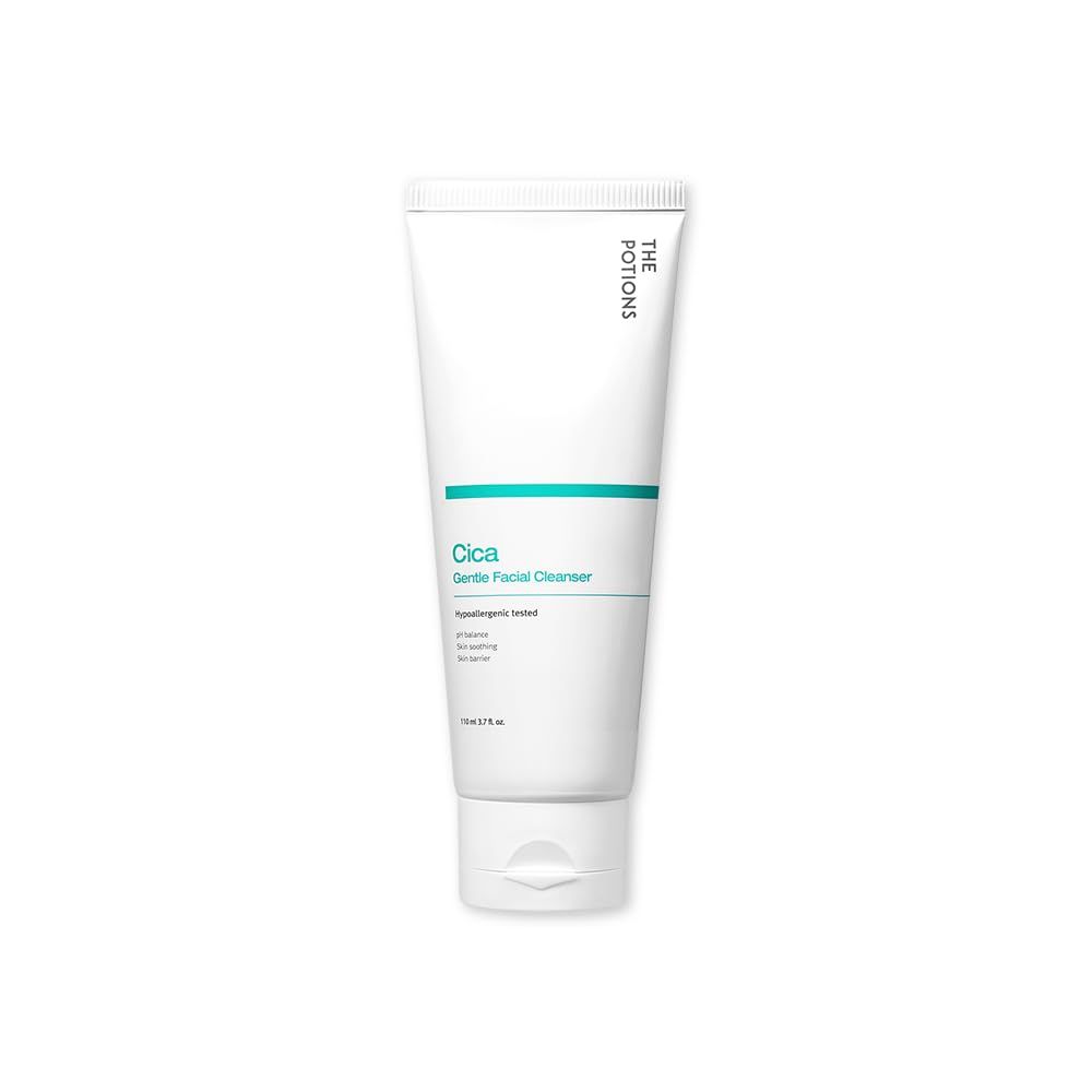 The Potions Cica Acne Gentle Facial Cleanser For Acne prone skin, sensitive skin pH Balance, Sking Soothing, Skin Barrier 3.7 fl. oz, 110 ml Korean Skin Care