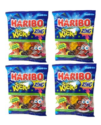 Haribo of America Haribo Zing Sour Kicks Gummies, 3.6 oz Bags, 4 Bags Total (Shoe Shaped Gummy Candy), Multi, 3.6 Ounce (Pack of 4)