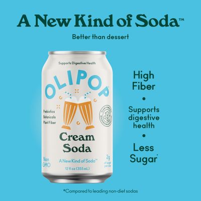 OLIPOP Prebiotic Soda Pop, Vegan, GMO Free, 12oz (12-Cans)