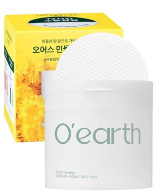 OEarth Mild Calming Vegan Toner Pad - Dual-Textured, Exfoliating, Soothing, Moisturizing with Dandelions &amp; Hyaluronic Acid, EWG Green Certified, 90 Pads