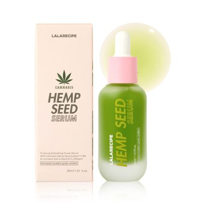 LALARECIPE Hemp Seed Facial Serum - Calming &amp; Hydrating Korean Serum with 77.8% Hemp Seed Extract, Cica &amp; 4 Patented Complexes - Soothing Vegan Skincare for Sensitive, Acne-Prone Skin (1.01 fl oz)