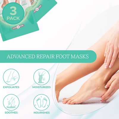 Repair Beauty Mint and Tea Tree Foot Masks Moisturizing Socks - Moisturizes Dry &amp; Cracked Heel, Soothes Tired Feet, Exfoliating Foot Masks - Cruelty Free Korean Skin Care for All Skin Types - 3 Pairs
