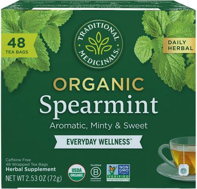 Traditional Medicinals Tea, Organic Spearmint, Supports Everyday Wellness, Healthy &amp; Refreshing - 48 Tea Bags